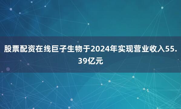股票配资在线巨子生物于2024年实现营业收入55.39亿元